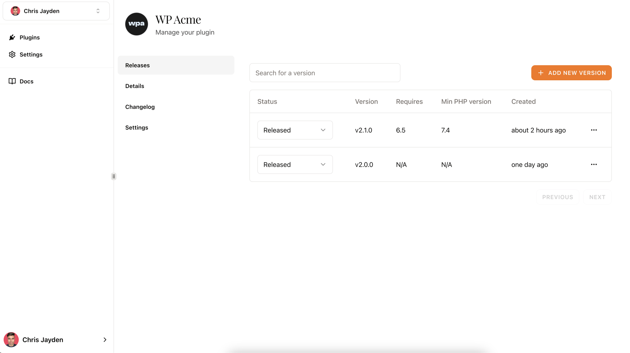 Dashboard screenshot